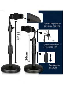 Suporte Apoiador De Celular Mesa Tripé Selfie Regulagem 360° - Multicolorido - Visão 7