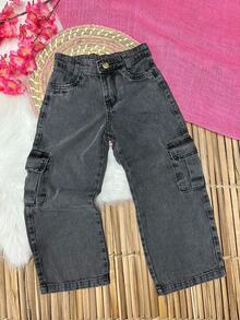 WOMEN'S WIDE LEG CARGO PANTS FOR KIDS PROMOTION/FASHION/PARTY/OUTING/GIRLS/ - 黑色的 - 查看 8