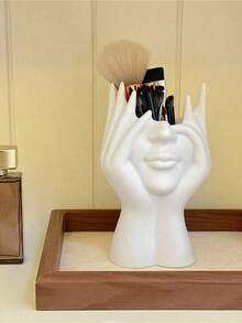 1个真人脸造型装饰收纳盒，笔筒/化妆刷筒，PP塑料人脸雕塑花瓶，干花艺术花瓶，室内/室外装饰 - 彩色 - 查看 5