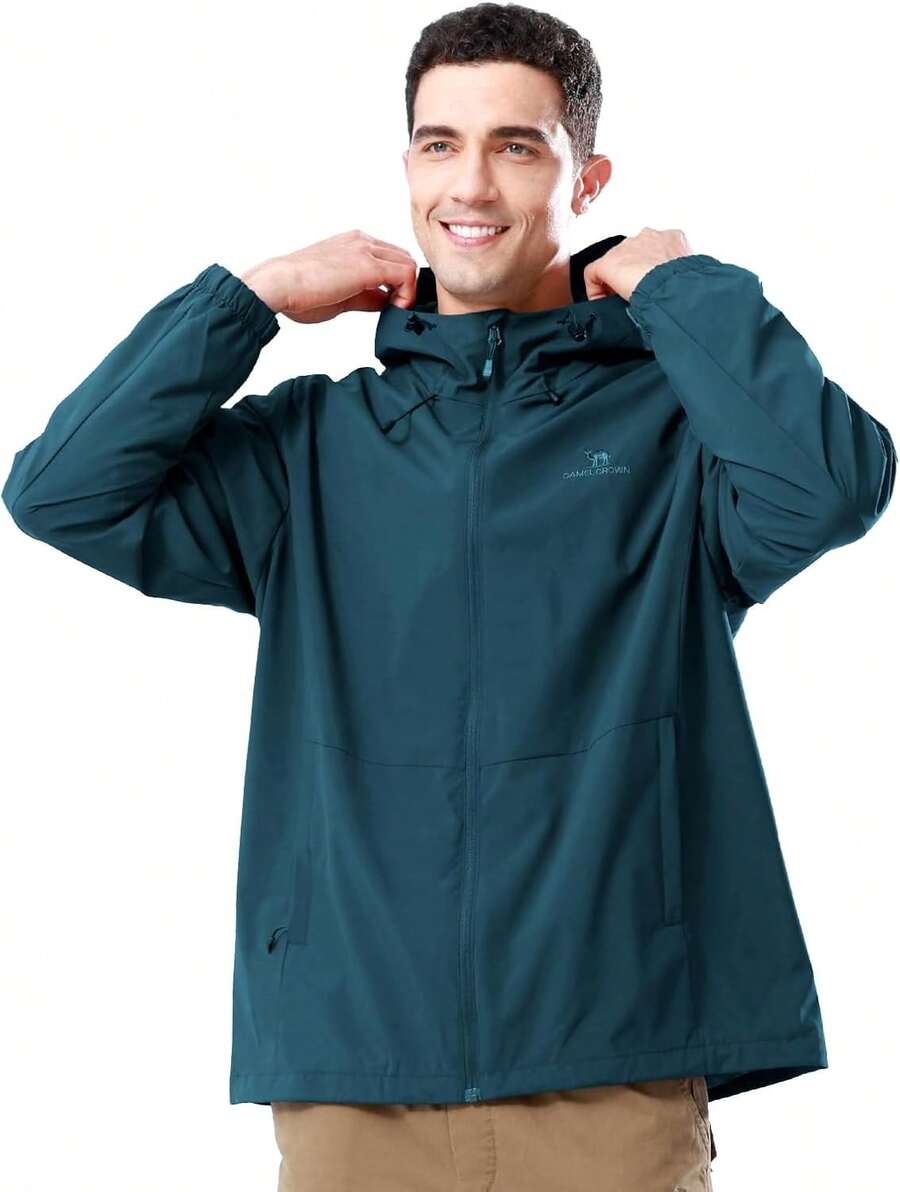 CAMELSPORTS - chamarra impermeable de softshell para hombre, chamarra cortavientos con capucha ligera para senderismo al aire última intervensión - Azul1 - Ver 1
