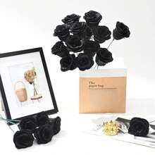 闪光玫瑰花束，DIY 假闪光花束，永恒闪亮人造红玫瑰花束，适合母亲节礼物、周年纪念、订婚、婚礼 - 黑色 - 查看 8