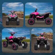 HOMCOM Quad Eléctrico para Niños 12V, Quad para Niños de 3-5 Años, con 2 Motores, Velocidad Ajustable 3-6km/h, Faros, Bocina, Música, USB, Avance y Retroceso - Rosa - Ver 9