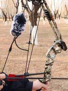 2pcs/4pcs Outdoor Hunting Archery Accessories, Realistic Rabbit Fur Shock Absorber, 1 Pair/2 Pair Fur Puffs Available, Suitable For Traditional Bow & Recurve Bow, Bow String Silencer Archery Supplies