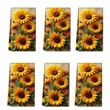 2/4pcs Sunflower Pattern Kitchen Towels, Highly Absorbent And Decorative Dish Cloths, Rags, Napkins, Suitable For Holiday Decor, Cooking, Baking, Housewarming Gifts, And Cleaning, Fit For Kitchen, Bathroom, Toilet