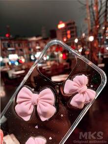 1 件全新闪亮蝴蝶结亚克力二合一手机壳，3D 蝴蝶结手机壳，适用于 11 12 13 14 15 16 Pro Max，节日礼物，女生礼物 Galaxy S23S24S25uS25 Edge 防水防震防摔防刮 - 粉色 - 查看 4