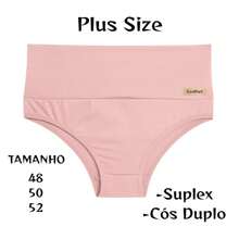 Kit 5 Calcinha  Suplex PLUS SIZE Modeladora Cós Duplo Sustentação Cintura Alta - Multicolorido - Visão 2