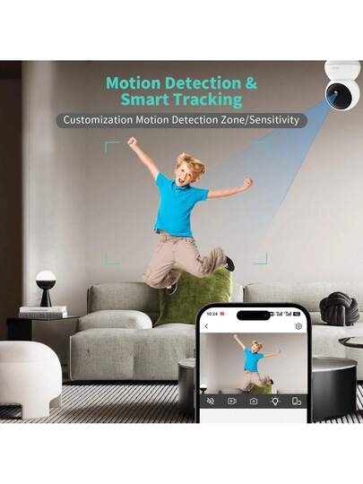 1pc Camera Security 5G Wireless Wifi 3K High Definition 5MP Camera, AI Intelligent Human Tracking Motion Detection, 2.4G/5G Alarm Push, Video Surveillance, Slimme Home PTZ Indoor Outdoor Two Way Audio Security, Baby/Pet/Home/Office Monitoring view 5