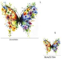 1/2/3pcs Flower & Butterfly Heat Transfer Stickers, Suitable For DIY, Durable Plastic Mixed Colors, For T-Shirt And Pillow Decoration. Multi-Color, Washable, Durable Plastic DIY Stickers, Applicable For Hoodies, Cushions, Pants, Sofa Covers And Canvas Bags, Washable And Fade-Resistant - Multicolor - View 7