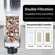 Ducha de mano con filtro, cepillo de masaje de silicona y ajuste de rociado multimodo. Se utiliza para agua dura para eliminar el cloro y sustancias nocivas (Gris)