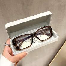 大框防蓝光眼镜，TR超轻眼镜框，猫眼眼镜，时尚通勤透明镜片眼镜 - 深栗 - 查看 1