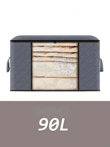 大容量储物袋 衣物收纳箱 可折叠衣柜收纳盒 带加固手柄的收纳盒，用于收纳衣物、毛毯、棉被、床单、枕头和玩具（灰色） 大容量带手柄储物袋 - 卧室和衣柜收纳盒 多用途储物盒 用于整理卧室衣柜、衣物、棉被、衣柜收纳盒（带手柄）