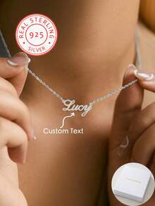 925 Sterling Silver Personalized Name Necklace, Custom Pendant Gift - Perfect For Valentine's Day, Anniversary, Halloween, Christmas, Mother's Day, Friends And Family - Multicolor - View 2