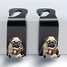 2 件 - 可爱哈巴狗 2D 汽车座椅挂钩，隐藏式后座储物挂钩，哈巴狗设计，亚克力多功能汽车配件，用于整理包袋、瓶子等，汽车座椅挂钩 - 彩色 - 查看 8