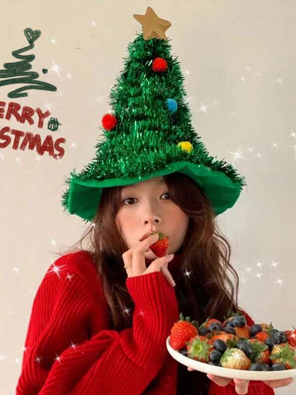 1 قبعة زينة عيد الميلاد، إكسسوار للحفلات والأعياد، قبعة للبالغين للتنكر والتصوير الفوتوغرافي