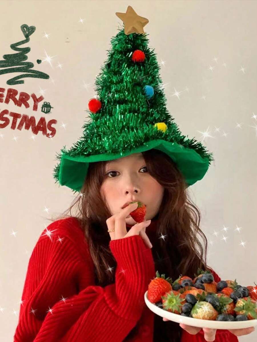 1 قبعة زينة عيد الميلاد، إكسسوار للحفلات والأعياد، قبعة للبالغين للتنكر والتصوير الفوتوغرافي