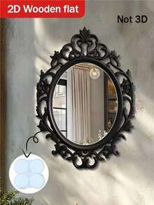 1 Piece, 2D Flat Printing Wall Mirror, Baroque Style Wall Mirror - Exquisite Retro Decoration Makeup Mirror, French Gothic Style Makeup Mirror, Bohemian Style Mirror, New Home Wall Makeup Mirror, Personalized Home Decoration, Room Decoration, Mirror Wall Sticker, Suitable For Living Room, Bathroom, Terrace Wall Decoration, Outdoor Garden Decoration - Multicolor - View 17