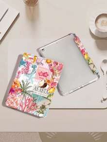 椰子、棕榈树、芙蓉花图案保护套，兼容 iPad (A16) 第 11 代 11 英寸 (2025)、Apple iPad Air 11 (2025)、iPad 第 10 代 10.9 英寸 (2022)，带 Apple Pencil 插槽、三折支架、自动唤醒/睡眠功能，是返校、情人节、节日送礼佳品。