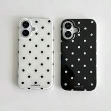 Fashionable Phone Case, Minimalist & Cute Black And White Polka Dot Pattern, Suitable For IPhone 11 To 17 Series Including Pro Max