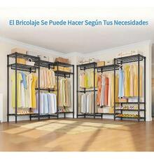 Muebles Para cuarto Metal Organizador Para Closet, Ajustable Rack Percheros Ropa - Negro - Ver 3