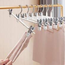 5pcs Non-Slip Coated Pant Rack, Stainless Steel Trouser Hanger, Drying Pant Organizer, Thickened Multi-Function Pant Clips, Wardrobe Storage, White - Regular Size - White - View 2