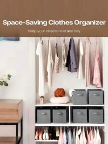 1/6 حزمة صندوق تخزين - صندوق تخزين مكعب 11 بوصة، خزانة تخزين قابلة للطي للخزانة والملابس والألعاب، مقابض مقواة