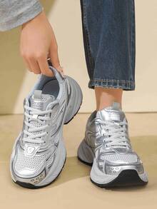 DareSee New Spring/Autumn Women Sneakers Casual Chunky Sneakers Versatile Fashion Trainers Travel Shoes, Size Runs Small, Recommend Ordering One Size Up Gifts - Grey - View 6