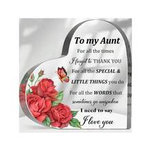 قطعة واحدة لوحة أكريليك ذات شكل قلب، هدية تقدير للعمة، متعددة الأغراض للديكور في غرفة النوم والصالة ومكتب المكتب، مناسبة لهدية عيد ميلاد العمة