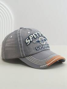 1pc Vintage Letter Embroidered Curved Brim Baseball Cap, Versatile Sports & Casual Sun Protection Hat For Men