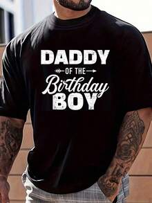 100% Cotton Daddy Of The Birthday Boy Son Matching Family For Dad T-Shirt Men's Classic Summer Vacation T-Shirt Black Crew Neck Tee - Black - View 1