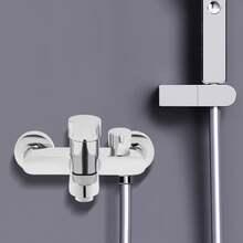 Grifo de bañera, grifo monomando, grifo de bañera de superficie para montaje en pared, grifo de ducha de baño plateado - Plateado - Ver 6