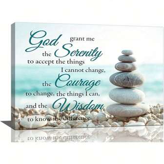 Serenity Prayer Wall Art Beach Christian Canvas Print Zen Bathroom Pictures Framed Office Home Stone Scripture Decor For Bedroom Dining Living