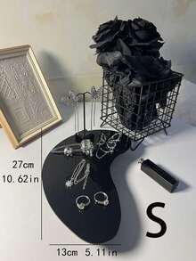 1 pieza Bandeja de espejo acrílico negro asimétrico de lujo, base para vela/difusor de estilo INS, prop de fotografía, decoración de consola de entrada del hogar, para colección de vacaciones en la playa, baño, dormitorio, gran capacidad - Multicolor - Ver 9