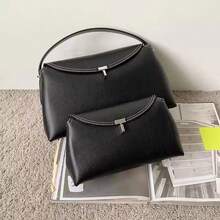 Sweden's Niche TOTEME 2025  NewFashion Light Luxury Shoulder Bag - Soft Commuter Totewith Adjustable Strap, Detachable Sash, And Cotton LiningAvailable In Deep - 黑色 - 查看 8