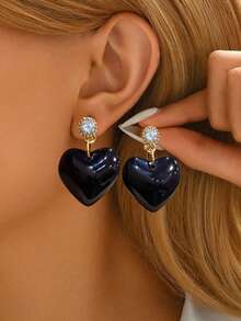 1 对红水晶吊坠耳环，简约时尚珠宝礼物，适合女性日常佩戴 - 愛心 - 查看 6