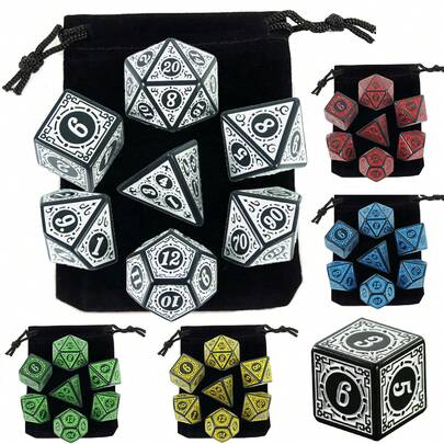 7pcs Polyhedral Dice Set With Velvet Bag, Tabletop RPG Accessories, Perfect Christmas/Halloween Gift For Friends