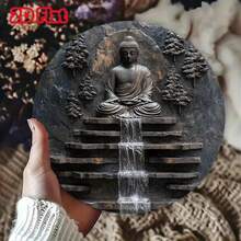 Vintage Buddha Meditation Metal Wall Art -  Monk & Waterfall Design, Yard Garden Decor Sign - Nhiều màu - Xem 5