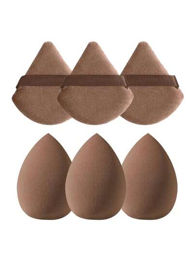 3pcs Makeup Sponge Applicators, Suitable For Creams, Powder Concealers And Loose Powder + 3pcs Soft Triangle Makeup Puff Set, Suitable For Liquid, Cream And Powder Cosmetics, Reusable, Soft And Latex-Free, Ideal For Applying, Setting, Blush, Foundation, Concealer, Moisturizer And Powder, Ideal Makeup Tools For Beginners, Suitable For All Skin Types