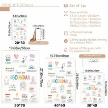 1 pieza Citas en español Cosas para recordar Arte de pared para niños Decoración de oficina de terapia en español Lienzos Arte de pared Carteles, Rincón tranquilizante en español Decoración de habitación de bebé