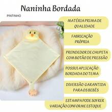 Naninha Para Bebe Bichinhos Com Porta Chupeta Menina Menino - Pintinho Amarelo - Visão 4