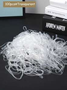 100/500/1000pcs/Pack Women Colorful Hair Ties, Transparent/Black Mini Elastic Hair Bands, Disposable Small Hair Rubber Bands, Minimalist Solid Color Hair Accessories, For Daily Use, Ponytail, Wedding Hairstyle, Ponytail Holders, Hair Ties, Hair Elastics - Transparent - View 21