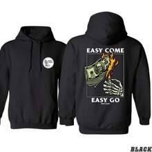 Rest Easy Hoodie - Easy Come Easy Go Skeleton Design Black Casual Wear Comfortable Sweatshirt For Men & Gift For Women Printed Unisex Soft And Warm Classic Fit High Visibility Green - 白色 - 查看 1