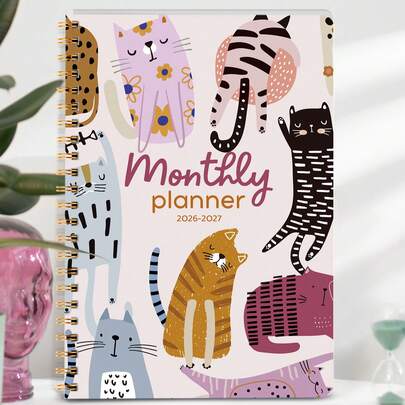  BUBU 2026-2027 学年周计划和月计划本，2026 年 1 月至 2027 年 12 月，5.7 英寸 x 8.1 英寸，软封面，螺旋装订，学校和办公用品，返校季