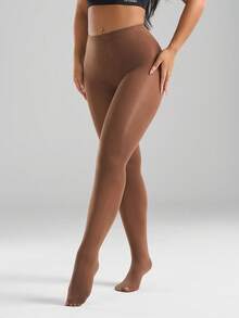 1 par de medias sexys de 60D para mujer, medias transparentes marrones, pantimedias de moda y sencillas