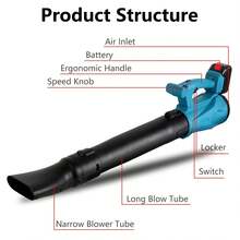 Rechargeable Blower,  Lightweight, Cordless Blower,  Electric Blower, Low Vibration, Flat Nozzle, Leaves Cleaning, Yard Cleaning, Snow - Tipo de Enchufe A USA (110-127V) - Ver 5