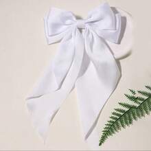 1个纯色缎面蝴蝶结发夹，带丝带装饰，适合女性，百搭风格，情人节发饰，女士爪夹，发卡，发夹，学生用品，优雅，学院风，冬季女装，蝴蝶结，可爱