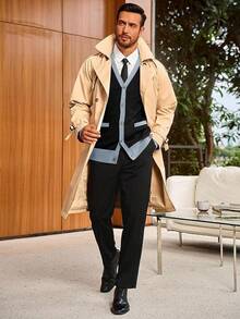 Men's Long Sleeve Button Down Knitted Cardigan Sweater With Pockets, Casual Style - 黑色 - 查看 5