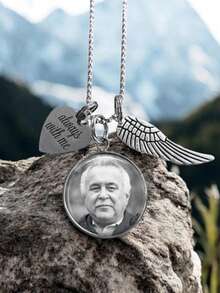Personalized Photo Memorial Necklace | Custom Remembrance Jewelry With Your Loved One's Picture | Sympathy Keepsake Pendant - Silver - View 5