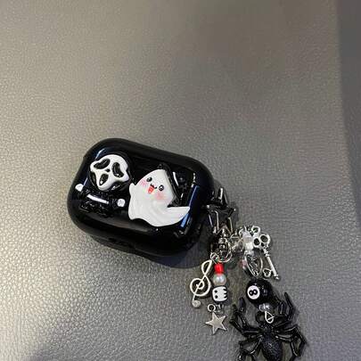 1pc Cute Black Funny Halloween-Themed Protective Case Compatible With Apple Pro 1st/2nd/3rd Generation Bluetooth Earphones