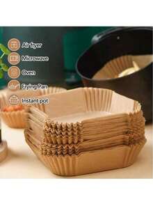 25/50 Papel desechable para forro interior de freidora de aire, resistente al aceite y al agua, para canasta y tazón de freidora de aire de 6 pulgadas / 8 pulgadas, 50/25 piezas, empaque predeterminado de OPP, papel de hornear redondo antiadherente, adecuado para la mayoría de las freidoras de aire, regalos de Halloween, Navidad, accesorios de cocina, hornear, cumpleaños, bodas, forro de freidora de aire.