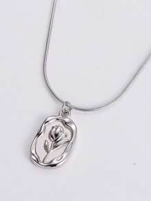 1pc Relief Tulip Necklace Women Stainless Steel Collarbone Chain Couples Gift - Tulip Necklace - View 8